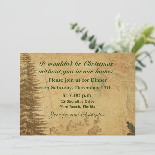 Invitation Dîner de Noël design (Debout devant)