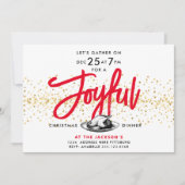 Invitation Dîner de Noël Dinde Joie Or Rouge Moderne Script (Devant)
