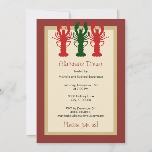 Invitation Dîner de Noël du homard (Devant)