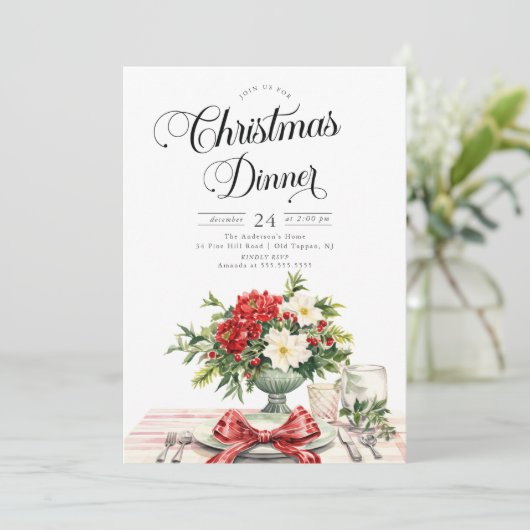 Invitation Dîner de Noël Elegance Yuletide (Debout devant)