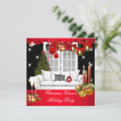 Invitation Dîner de Noël Fête Rouge Blanc (Debout devant)