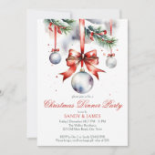 Invitation Diner de Noël fête traditionnelle aquarelle (Devant)