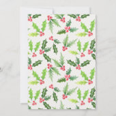 Invitation Dîner de Noël Holly Aquarelle (Dos)