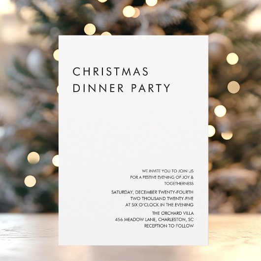 Invitation Dîner de Noël minimaliste