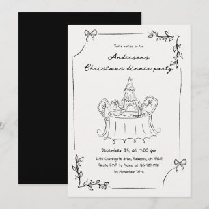 Invitation Dîner de Noël minimaliste à la main