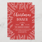 Invitation Dîner de Noël moderne rouge et blanc (Devant / Derrière)