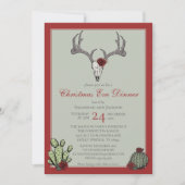 Invitation Dîner de Noël occidental Ramure de renne & Cactus (Devant)