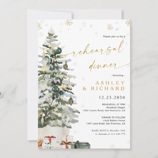 Invitation Dîner de Noël Pine Tree (Devant)