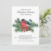 Invitation Dîner de Noël Robin Rouge Oiseau Pins d'Hiver (Debout devant)