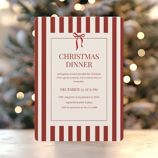 Invitation Dîner de Noël rouge