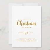 Invitation Dîner de Noël Simple Gold Script (Devant)