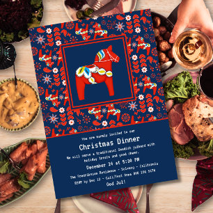 Invitation Dîner de Noël suédois Julbord Dala Horse