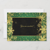 Invitation Dîner de Noël vert Gold Snowflics d'hiver (Dos)