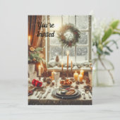 Invitation Dîner de Noël Vintage / Fête (Debout devant)