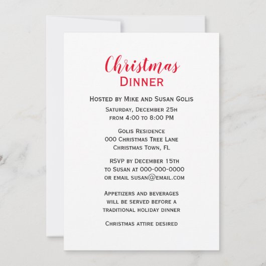 Invitation Dîner de Noël Vintage / Fête (Dos)