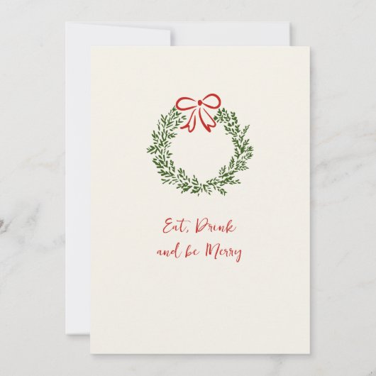 Invitation Dîner de Noël Whimsical à la main (Dos)