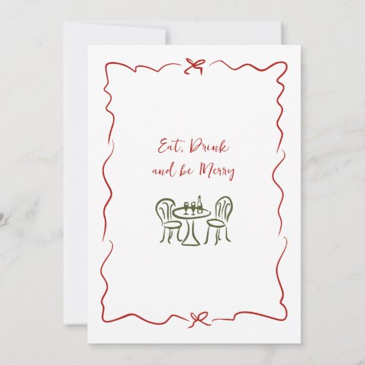 Invitation Dîner de Noël Whimsical à la main (Dos)