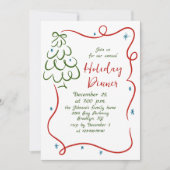 Invitation Dîner de Noël Whimsical à la main (Devant)