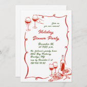 Invitation Dîner de Noël Whimsical à la main (Devant / Derrière)