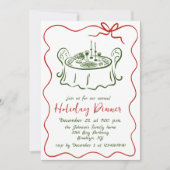 Invitation Dîner de Noël Whimsical à la main (Devant)