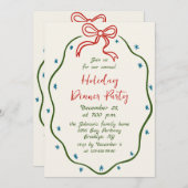 Invitation Dîner de Noël Whimsical à la main (Devant / Derrière)