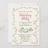 Invitation Dîner de Noël Whimsical à la main (Devant)
