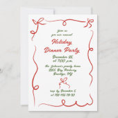 Invitation Dîner de Noël Whimsical à la main (Devant)