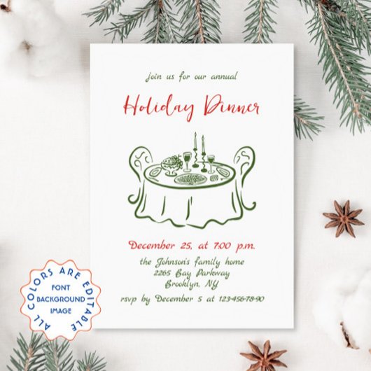 Invitation Dîner de Noël Whimsical à la main