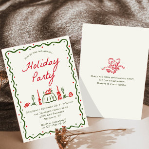 Invitation Dîner de Noël Whimsical à la main
