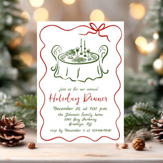Invitation Dîner de Noël Whimsical à la main