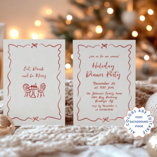 Invitation Dîner de Noël Whimsical à la main