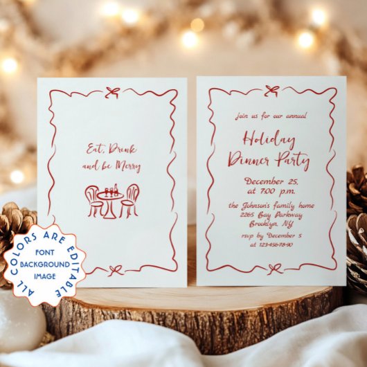 Invitation Dîner de Noël Whimsical à la main