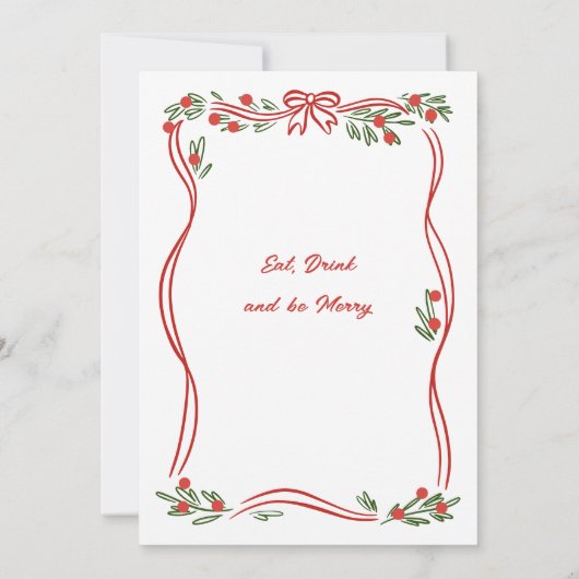 Invitation Dîner de Noël Whimsical à la main (Dos)