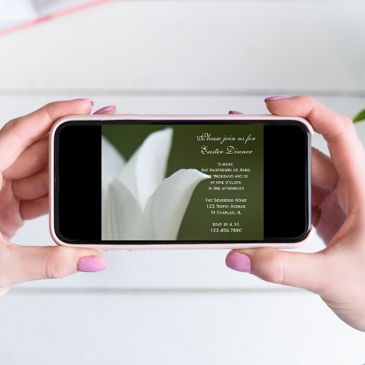 Invitation Dîner de Pâques à la Fleur de Tulipe Blanche