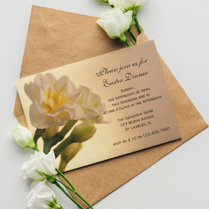 Invitation Dîner de Pâques Blanc Double Daffodil Fleurs
