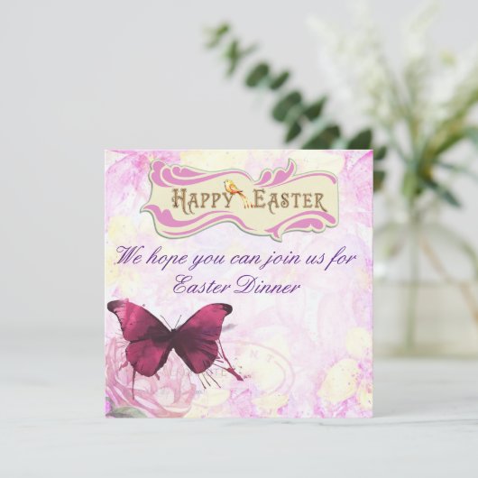 Invitation Diner de Pâques Conception papillon (Debout devant)