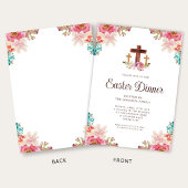 Invitation Dîner de Pâques croix florale élégante