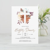 Invitation dîner de Pâques de printemps chrétien de croix flo (Debout devant)