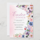 Invitation Dîner de Pâques de printemps de jardin floral rose (Devant)