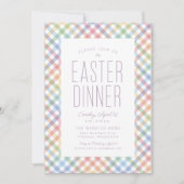 Invitation Dîner de Pâques en vichy printemps (Devant)