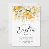 Invitation Dîner de Pâques Floral Printemps Jaune (Devant)