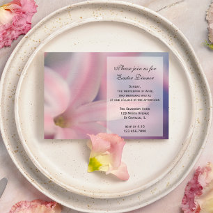Invitation Dîner de Pâques rose Hyacinthe