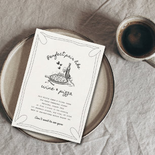 Invitation Dîner de préparation de vin et de pizza