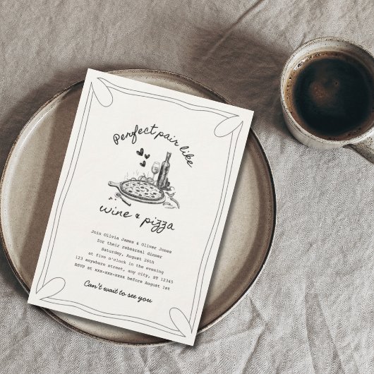 Invitation Dîner de préparation de vin et de pizza