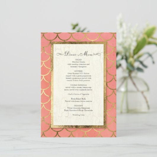 Invitation Dîner de réception de mariage formel Coquillage Ar (Debout devant)