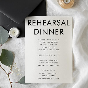 INVITATION DÎNER DE REHEARSAL DE MARIAGE BLANC GRAS ULTRA MOD