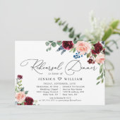 Invitation DÎNER DE RÉHEARSAL DU Rose Eucalyptus de la marine (Debout devant)