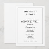 INVITATION DÎNER DE REHERSAL ÉLÉGANT NOIR & BLANC CLASSIQUE (Devant / Derrière)