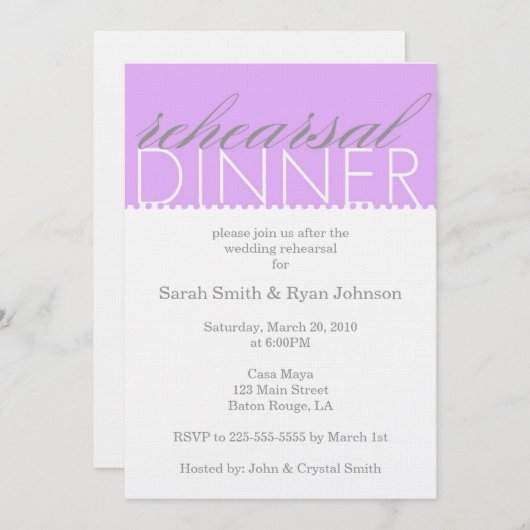 Invitation Dîner de répétition (Devant / Derrière)