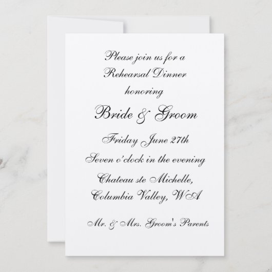 Invitation Dîner de répétition (Dos)